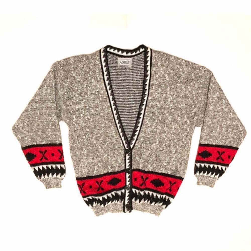 Women's Vintage Adele Knitwear Cardigan Sweater Abstract Design S - M